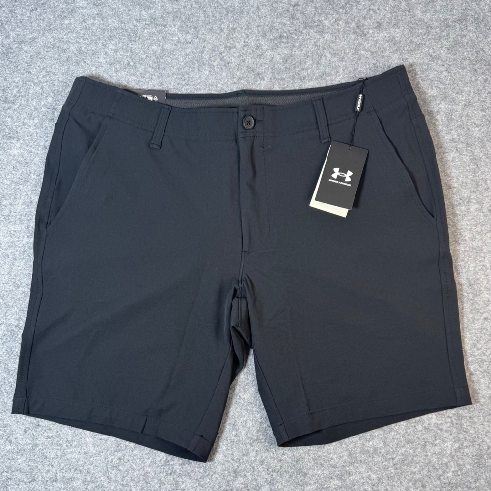 Under Armour Drive Taper Golf Shorts Mens 36 Black 9 Inch Inseam 1364467-001 NWT